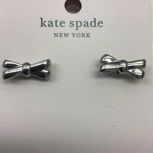 Kate Spade New Silver Double Bow Earrings